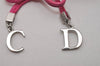 Authentic Christian Dior Choker Necklace Leather Pink Silver CD 8043I