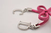 Authentic Christian Dior Choker Necklace Leather Pink Silver CD 8043I