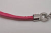 Authentic Christian Dior Choker Necklace Leather Pink Silver CD 8043I