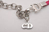 Authentic Christian Dior Choker Necklace Leather Pink Silver CD 8043I