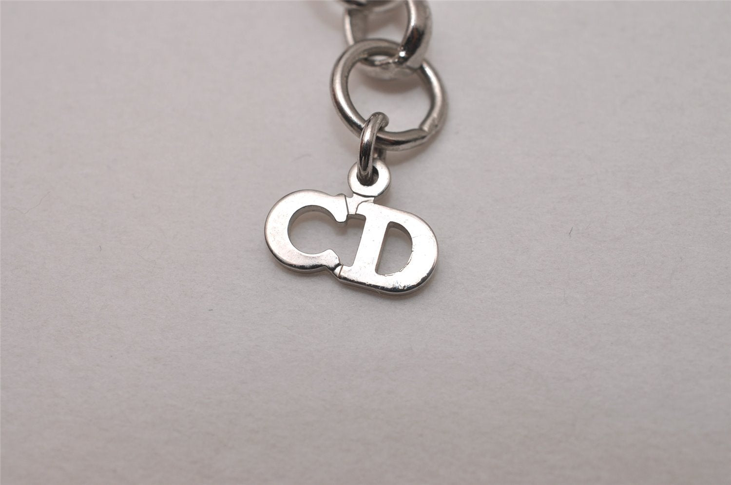 Authentic Christian Dior Choker Necklace Leather Pink Silver CD 8043I