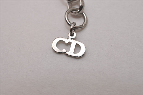 Authentic Christian Dior Choker Necklace Leather Pink Silver CD 8043I