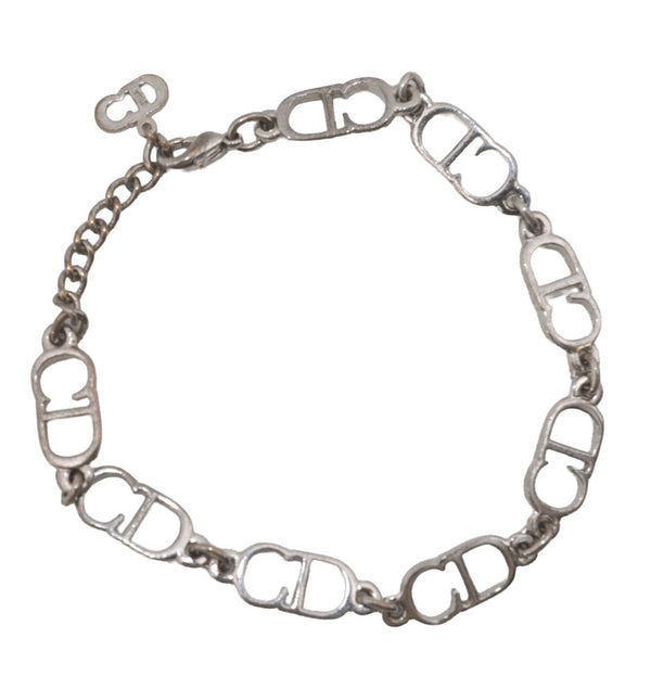 Authentic Christian Dior Vintage Chain Bracelet Silver Tone CD 8044I