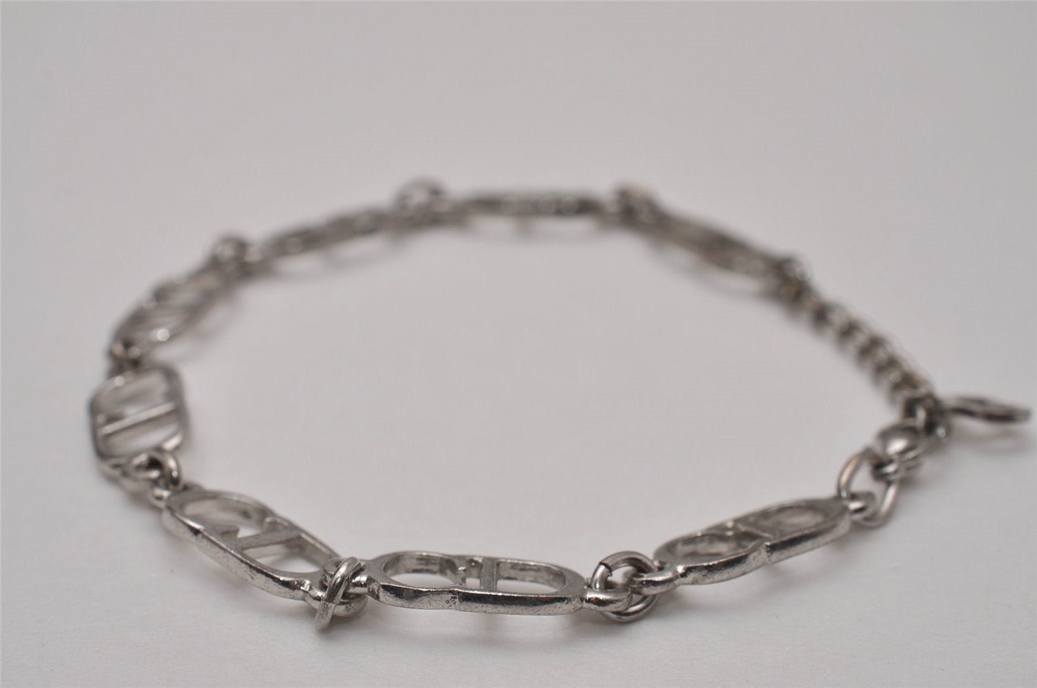 Authentic Christian Dior Vintage Chain Bracelet Silver Tone CD 8044I