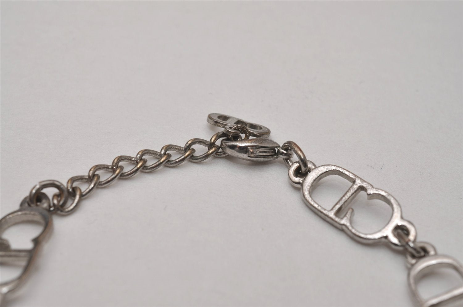 Authentic Christian Dior Vintage Chain Bracelet Silver Tone CD 8044I