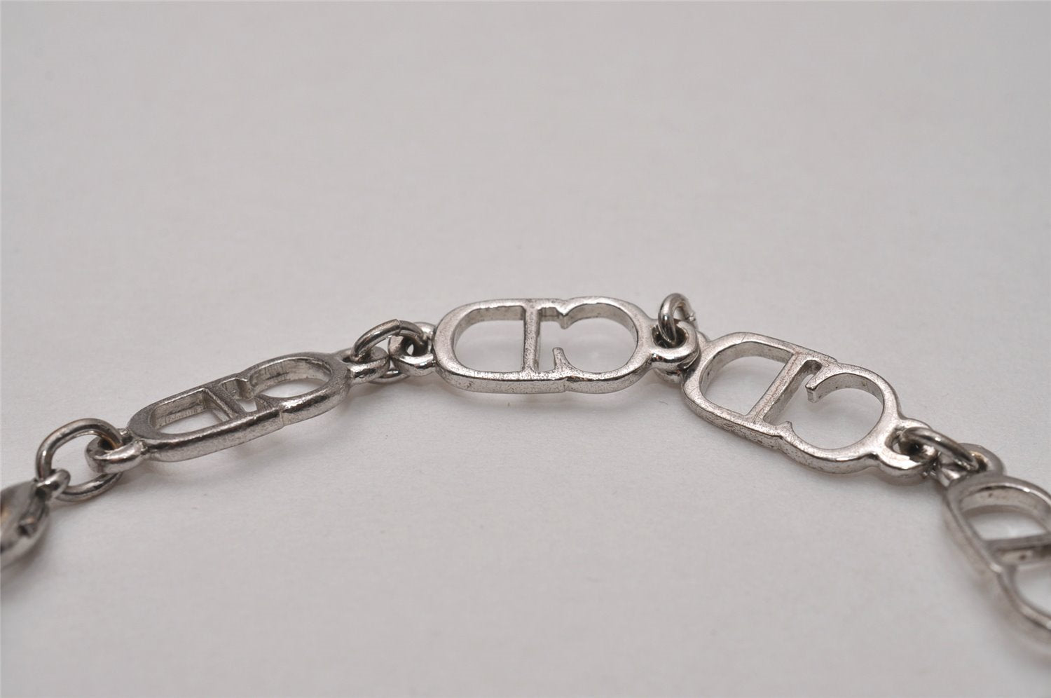 Authentic Christian Dior Vintage Chain Bracelet Silver Tone CD 8044I