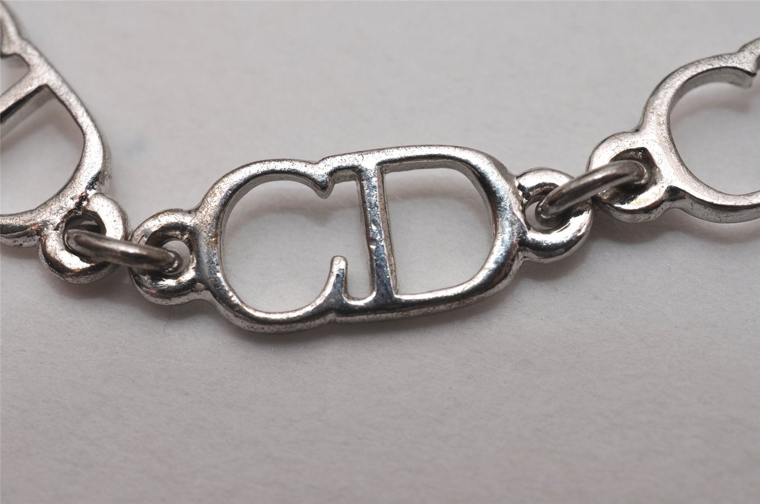 Authentic Christian Dior Vintage Chain Bracelet Silver Tone CD 8044I