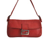 Authentic FENDI Selleria Mamma Baguette Shoulder Hand Bag Leather Red 8046J