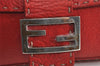 Authentic FENDI Selleria Mamma Baguette Shoulder Hand Bag Leather Red 8046J