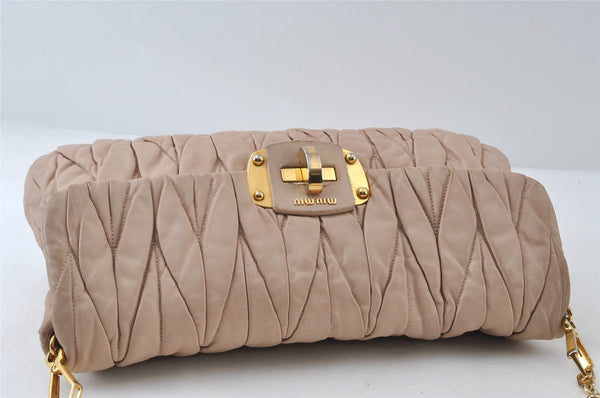 Authentic MIU MIU Matelasse Leather Shoulder Cross Body Bag Purse Pink 8047I