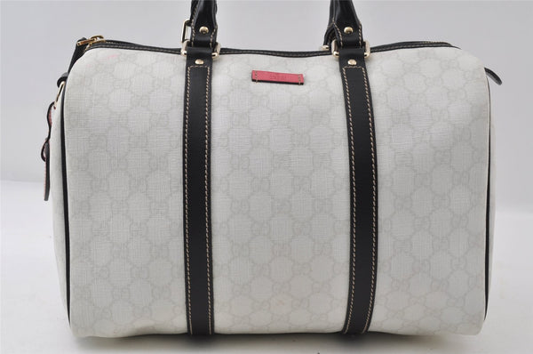 Authentic GUCCI Vintage Hand Boston Bag GG PVC Leather 193603 White 8048I