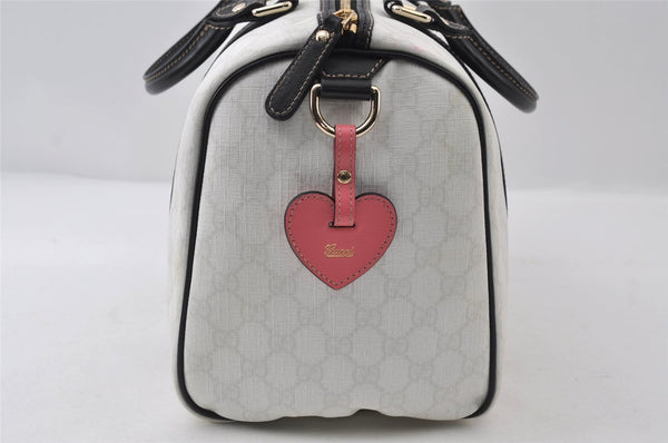 Authentic GUCCI Vintage Hand Boston Bag GG PVC Leather 193603 White 8048I