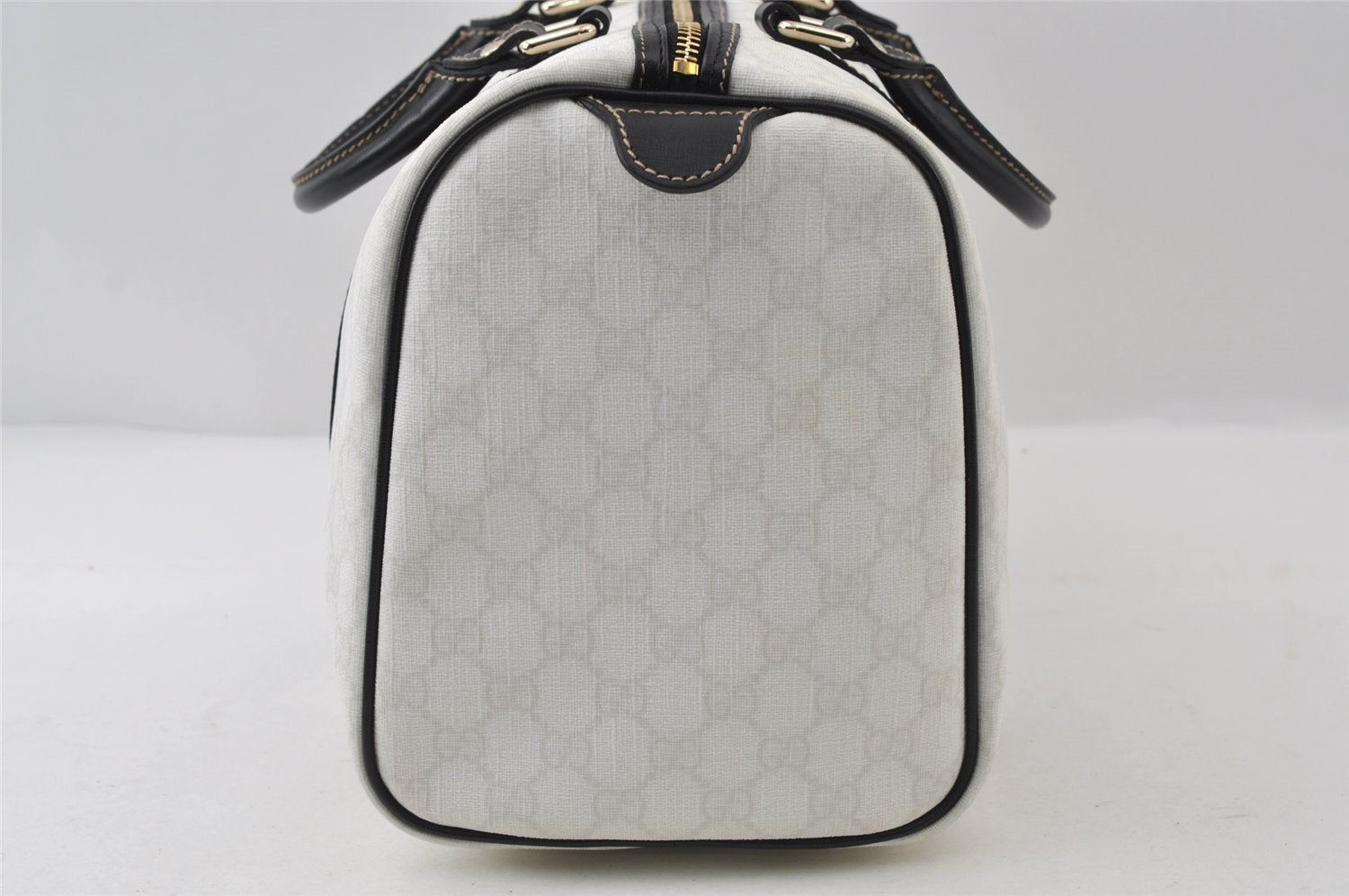 Authentic GUCCI Vintage Hand Boston Bag GG PVC Leather 193603 White 8048I