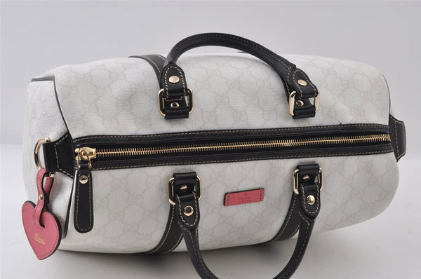 Authentic GUCCI Vintage Hand Boston Bag GG PVC Leather 193603 White 8048I