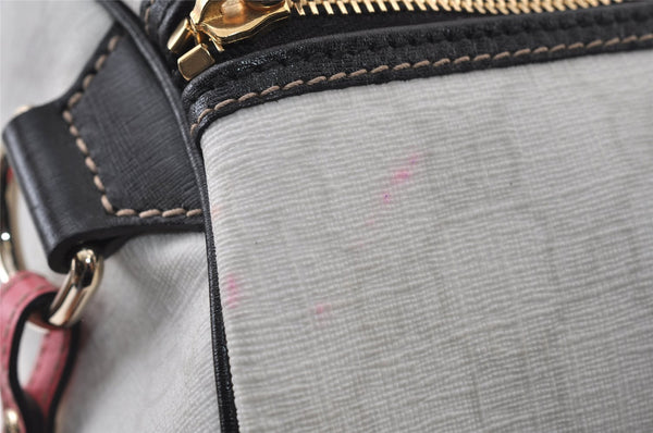 Authentic GUCCI Vintage Hand Boston Bag GG PVC Leather 193603 White 8048I