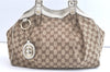 Authentic GUCCI Sukey Hand Tote Bag GG Canvas Leather 211944 Brown 8048J