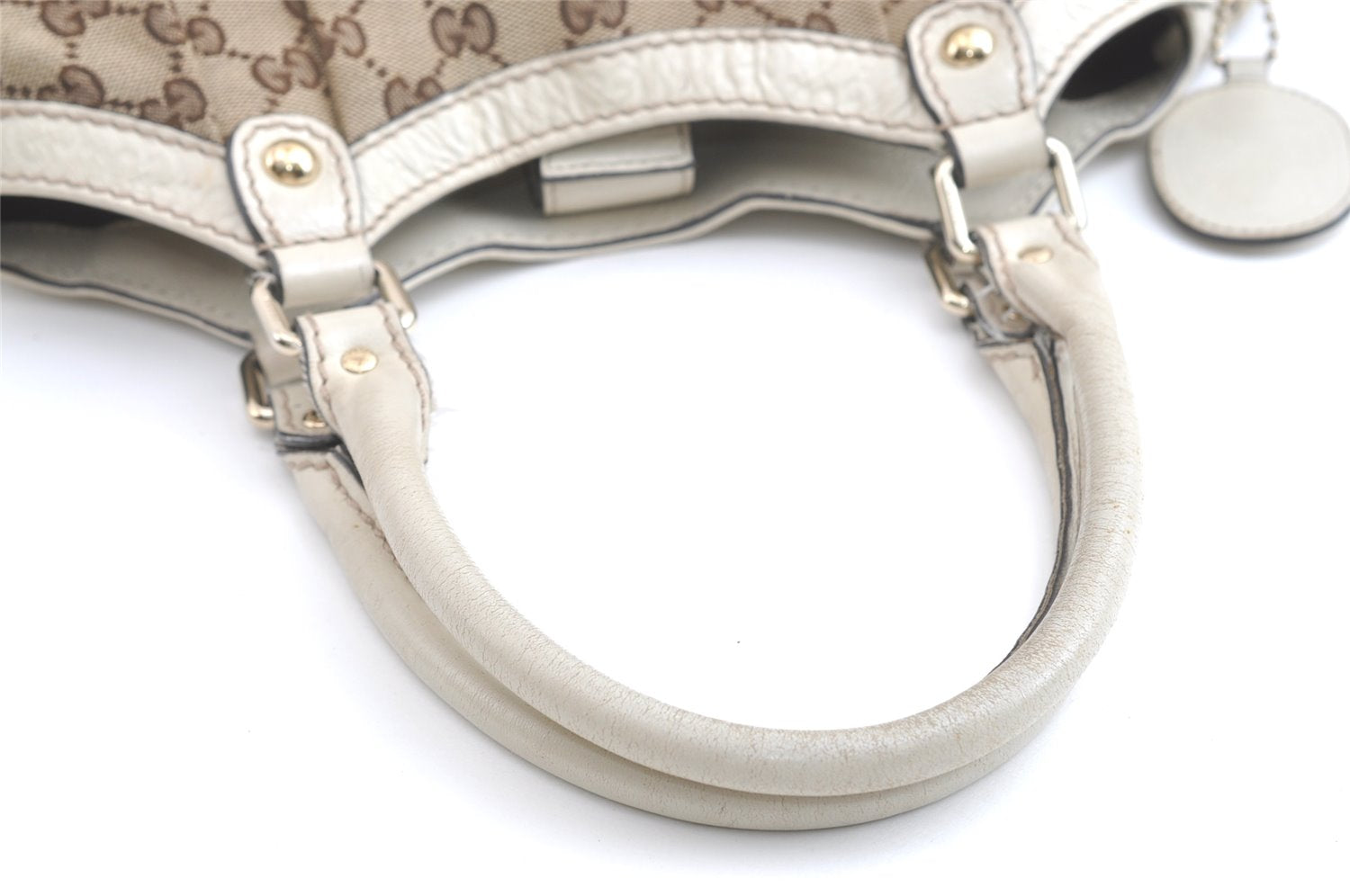 Authentic GUCCI Sukey Hand Tote Bag GG Canvas Leather 211944 Brown 8048J