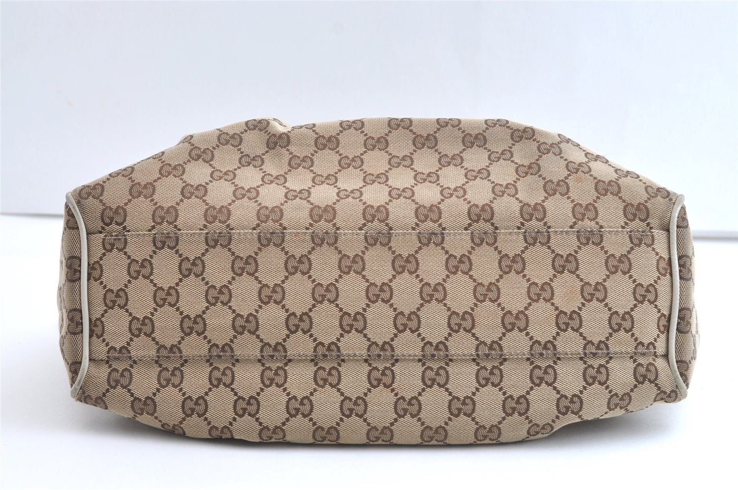 Authentic GUCCI Sukey Hand Tote Bag GG Canvas Leather 211944 Brown 8048J