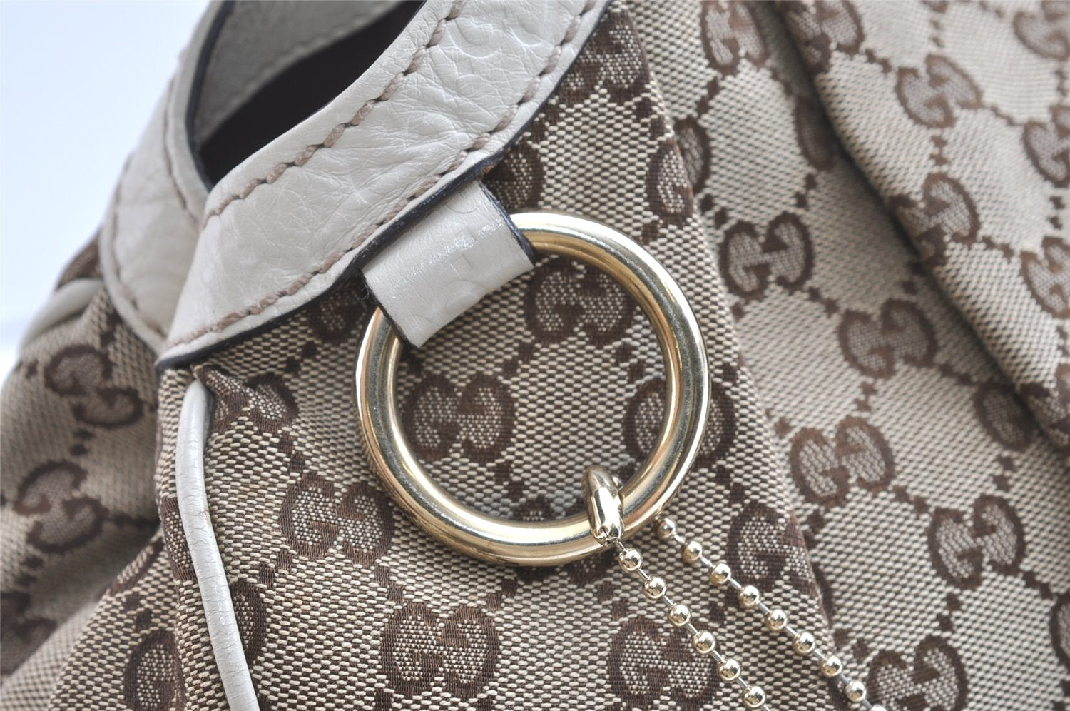 Authentic GUCCI Sukey Hand Tote Bag GG Canvas Leather 211944 Brown 8048J