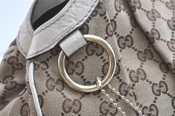 Authentic GUCCI Sukey Hand Tote Bag GG Canvas Leather 211944 Brown 8048J