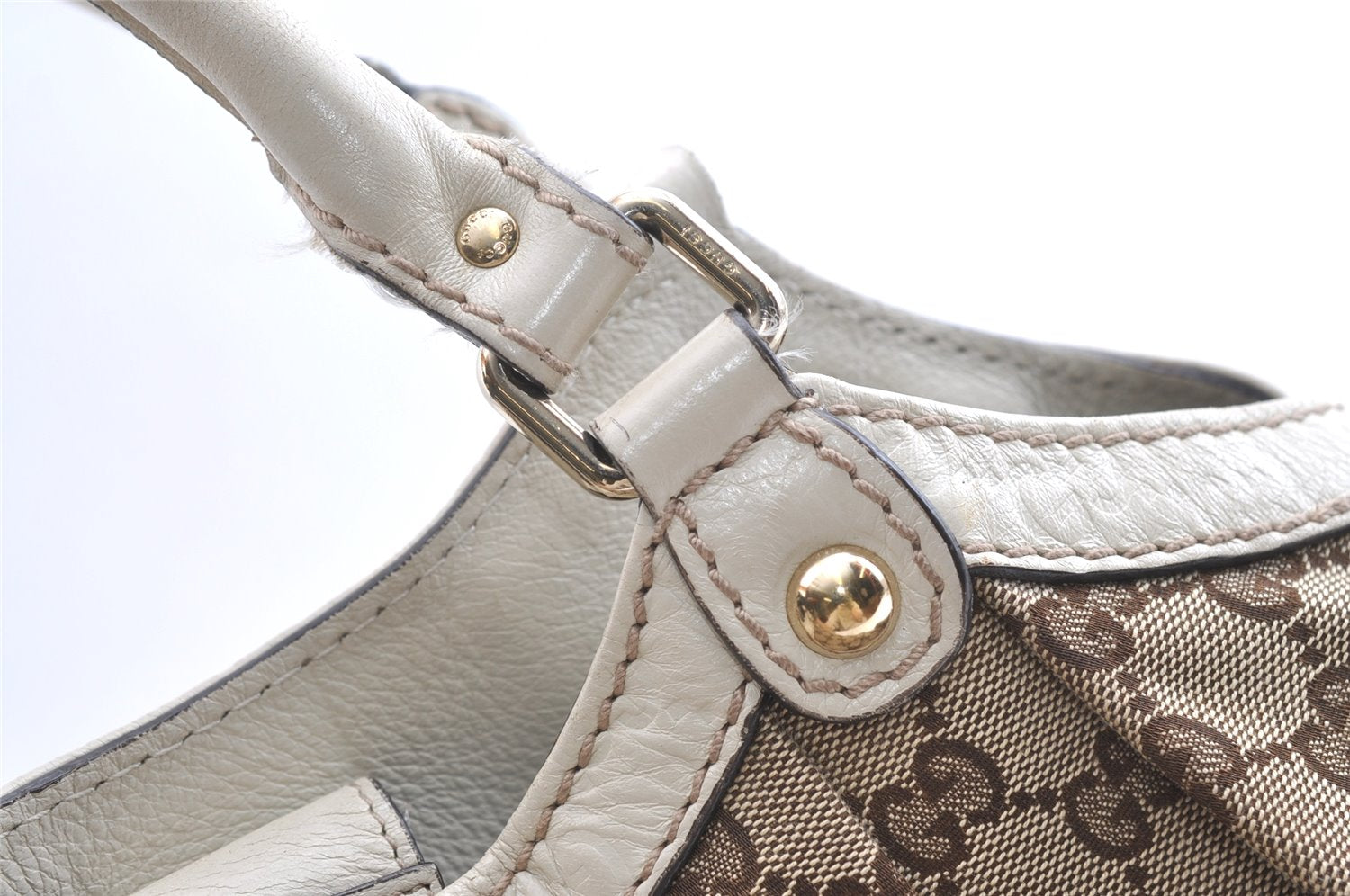 Authentic GUCCI Sukey Hand Tote Bag GG Canvas Leather 211944 Brown 8048J