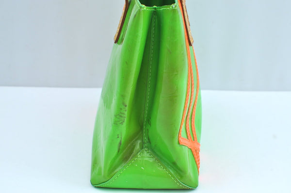 Authentic Louis Vuitton Vernis Fluo Reade PM Hand Bag M91904 Light Green 8049G