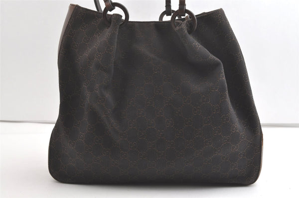 Authentic GUCCI Vintage Shoulder Tote Bag GG Canvas Leather 101920 Brown 8049J