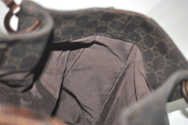 Authentic GUCCI Vintage Shoulder Tote Bag GG Canvas Leather 101920 Brown 8049J