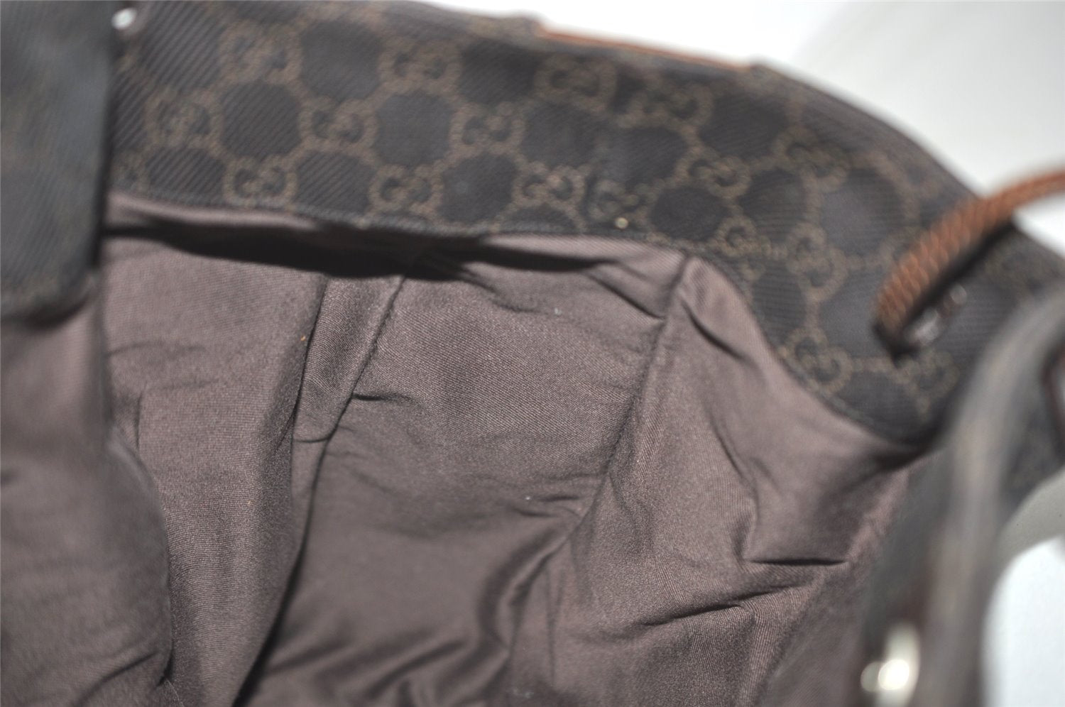 Authentic GUCCI Vintage Shoulder Tote Bag GG Canvas Leather 101920 Brown 8049J