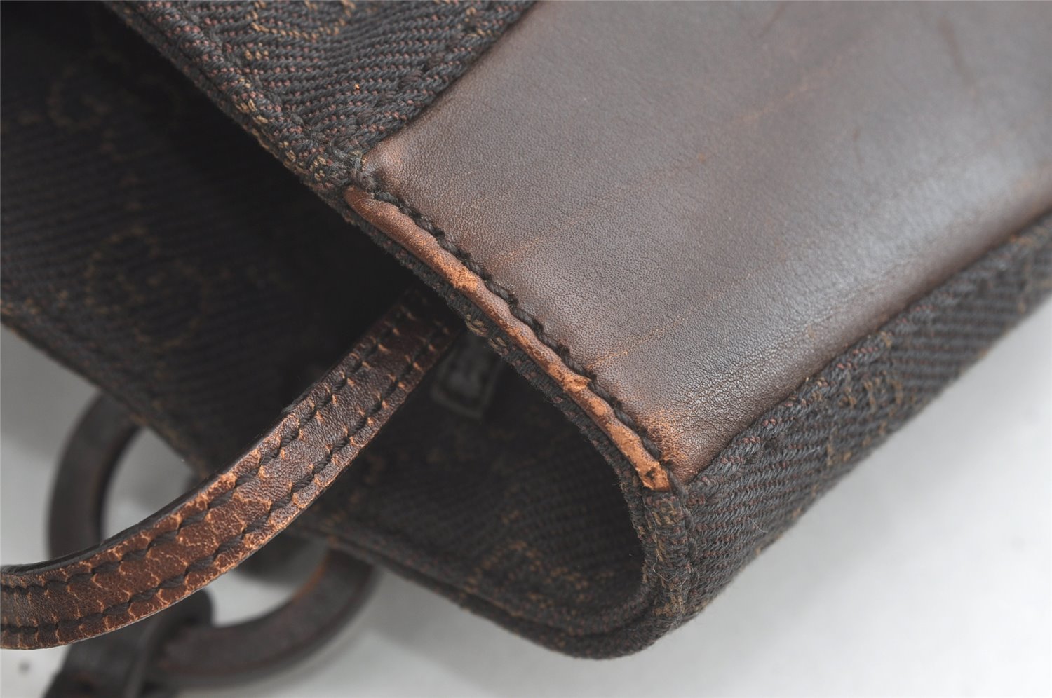 Authentic GUCCI Vintage Shoulder Tote Bag GG Canvas Leather 101920 Brown 8049J