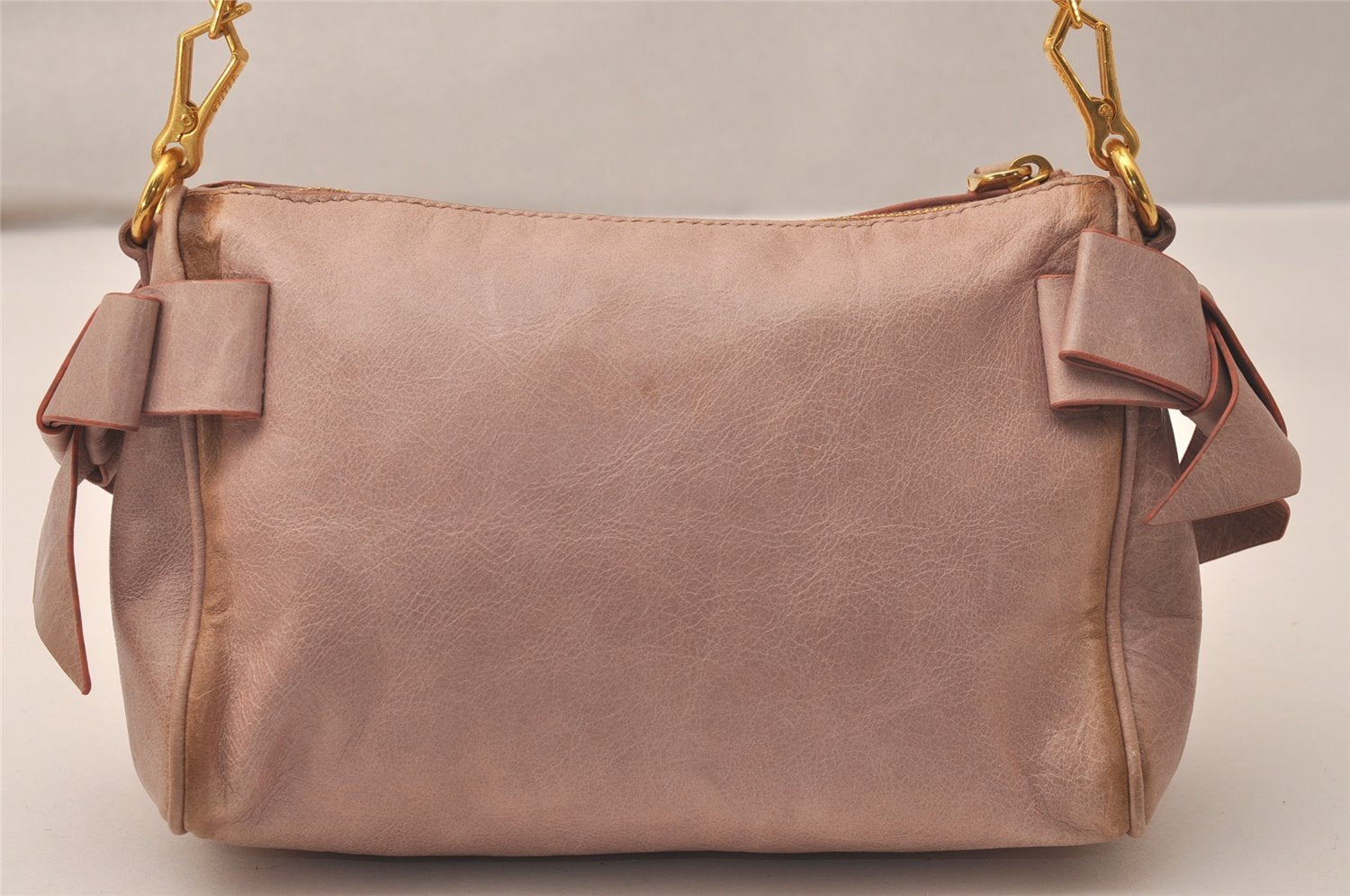 Authentic MIU MIU Vintage Ribbon Leather Shoulder Hand Bag Purse Pink 8050J