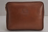 Authentic Burberrys Vintage Leather Clutch Hand Bag Purse Brown 8051J