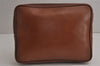 Authentic Burberrys Vintage Leather Clutch Hand Bag Purse Brown 8051J