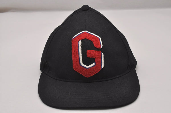 Authentic GUCCI Vintage Web Sherry Line Cap Canvas Size L 56cm Black 8052I