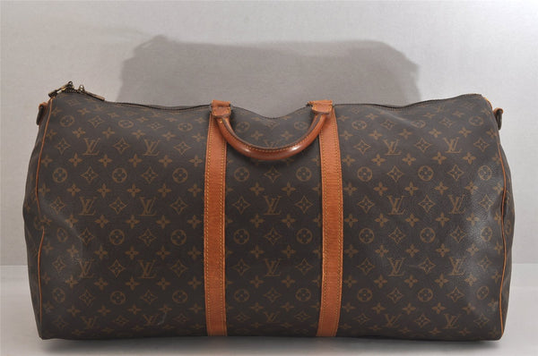 Authentic Louis Vuitton Monogram Keepall Bandouliere 60 M41412 Boston Bag 8052M