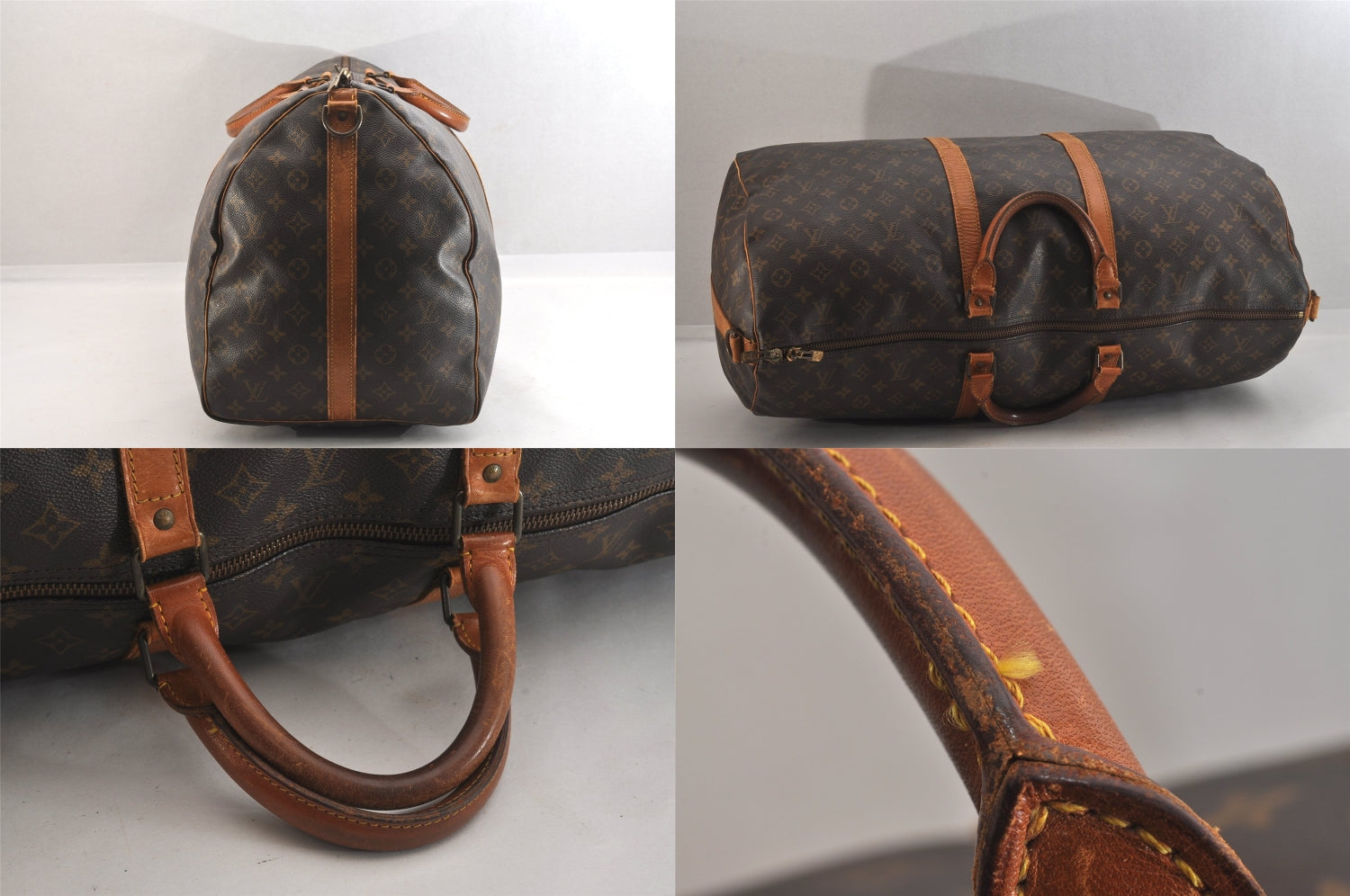 Authentic Louis Vuitton Monogram Keepall Bandouliere 60 M41412 Boston Bag 8052M