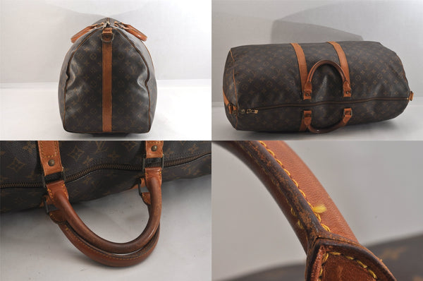 Authentic Louis Vuitton Monogram Keepall Bandouliere 60 M41412 Boston Bag 8052M