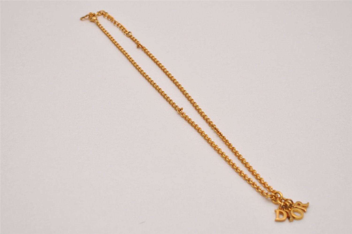 Authentic Christian Dior Gold Tone Chain Pendant Necklace CD 8053I