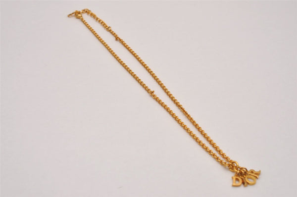 Authentic Christian Dior Gold Tone Chain Pendant Necklace CD 8053I