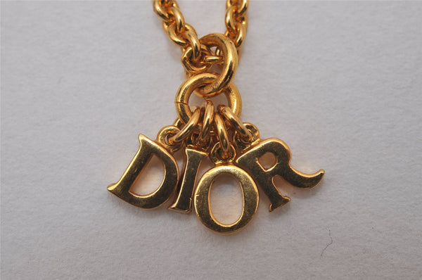 Authentic Christian Dior Gold Tone Chain Pendant Necklace CD 8053I