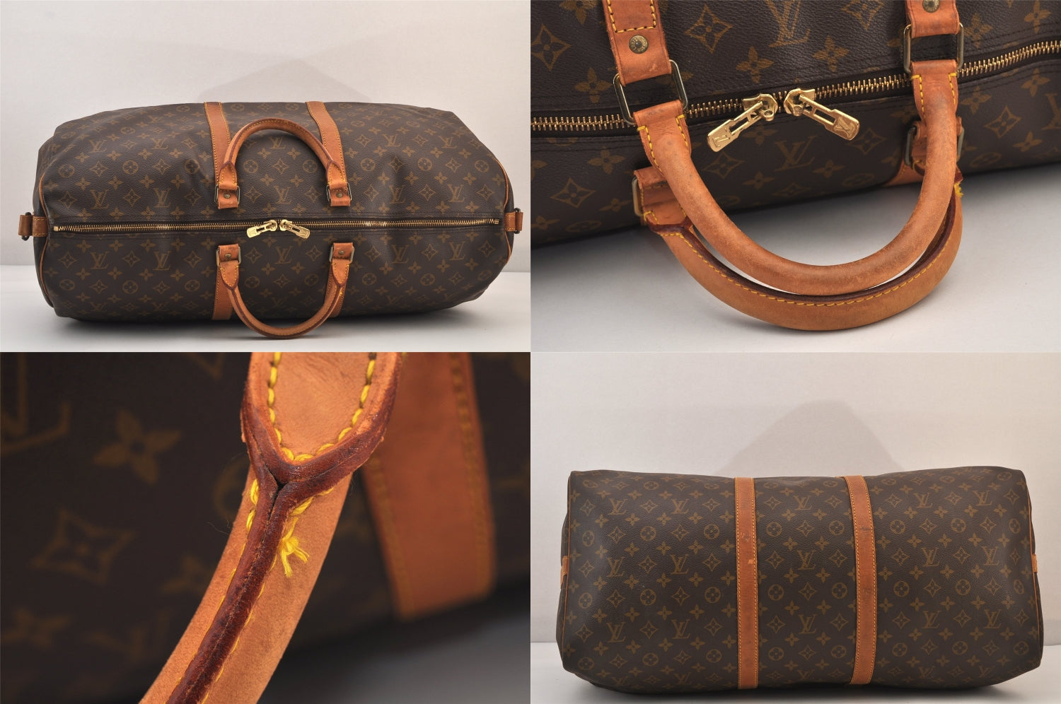Authentic Louis Vuitton Monogram Keepall Bandouliere 60 M41412 Boston Bag 8053M