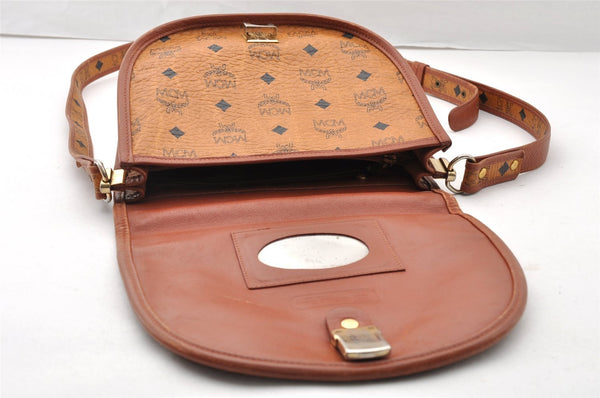 Authentic MCM Visetos Leather Vintage Shoulder Cross Body Bag Purse Brown 8055I