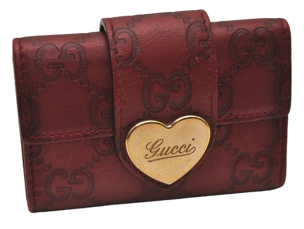 Authentic GUCCI Guccissima Heart 6 Key Case Holder GG Leather 203551 Red 8057I