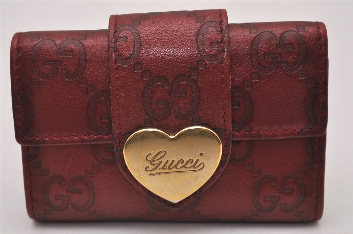 Authentic GUCCI Guccissima Heart 6 Key Case Holder GG Leather 203551 Red 8057I
