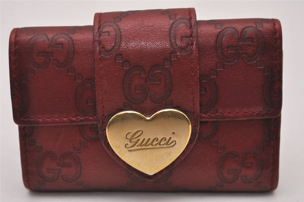 Authentic GUCCI Guccissima Heart 6 Key Case Holder GG Leather 203551 Red 8057I