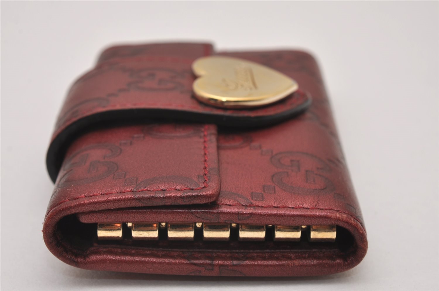 Authentic GUCCI Guccissima Heart 6 Key Case Holder GG Leather 203551 Red 8057I
