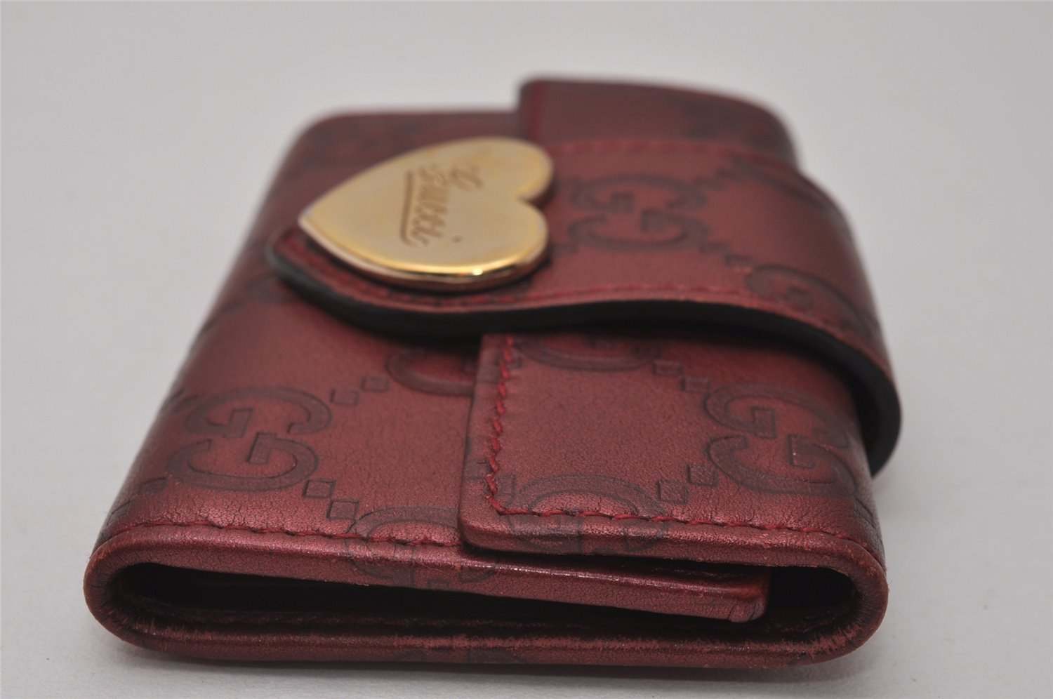 Authentic GUCCI Guccissima Heart 6 Key Case Holder GG Leather 203551 Red 8057I