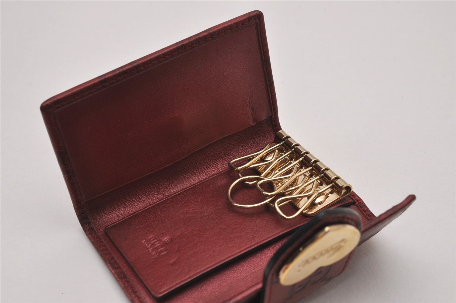 Authentic GUCCI Guccissima Heart 6 Key Case Holder GG Leather 203551 Red 8057I