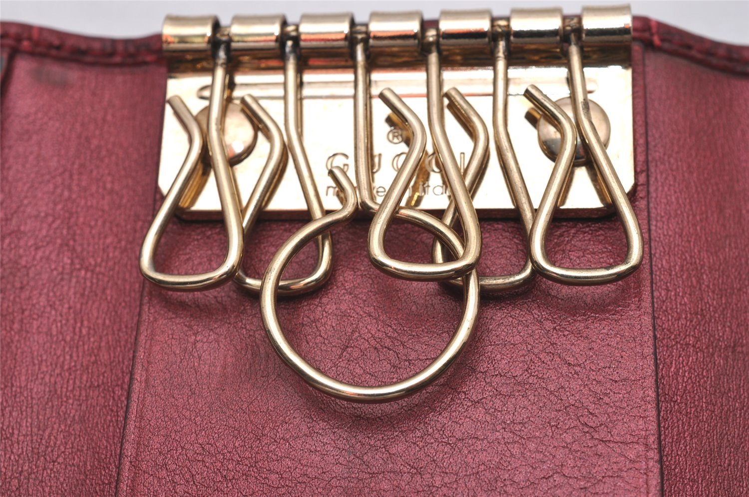 Authentic GUCCI Guccissima Heart 6 Key Case Holder GG Leather 203551 Red 8057I