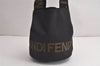 Authentic FENDI Vintage Logo Hand Bag Purse Nylon Leather Black 8057J